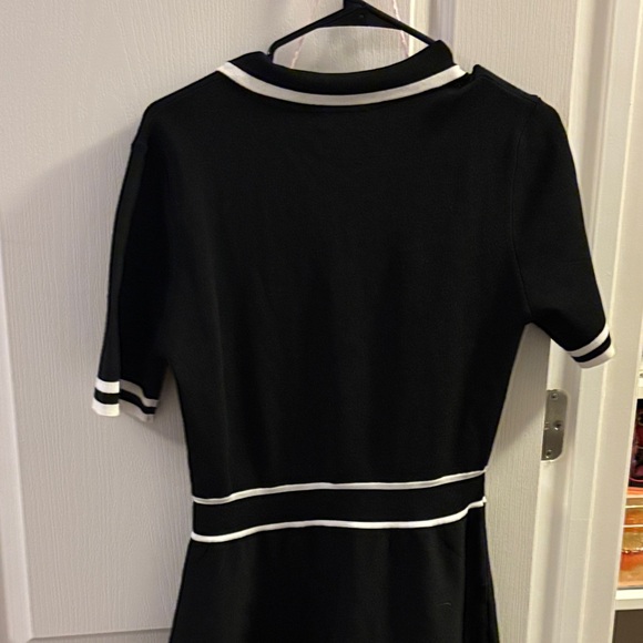 Ellen Tracy Black Midi Dress with White Trim - Picture 6 of 6